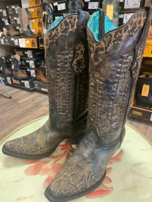 CORRAL WOMEN'S LEOPARD PRINT WOVEN WESTERN BOOTS