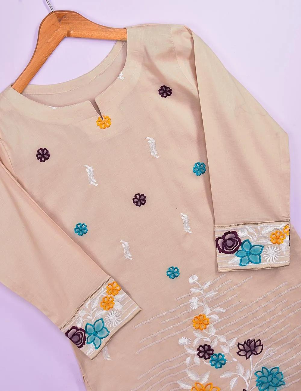 Cotton Embroidered Kurti - Color Candy (P-78-18-Skin)