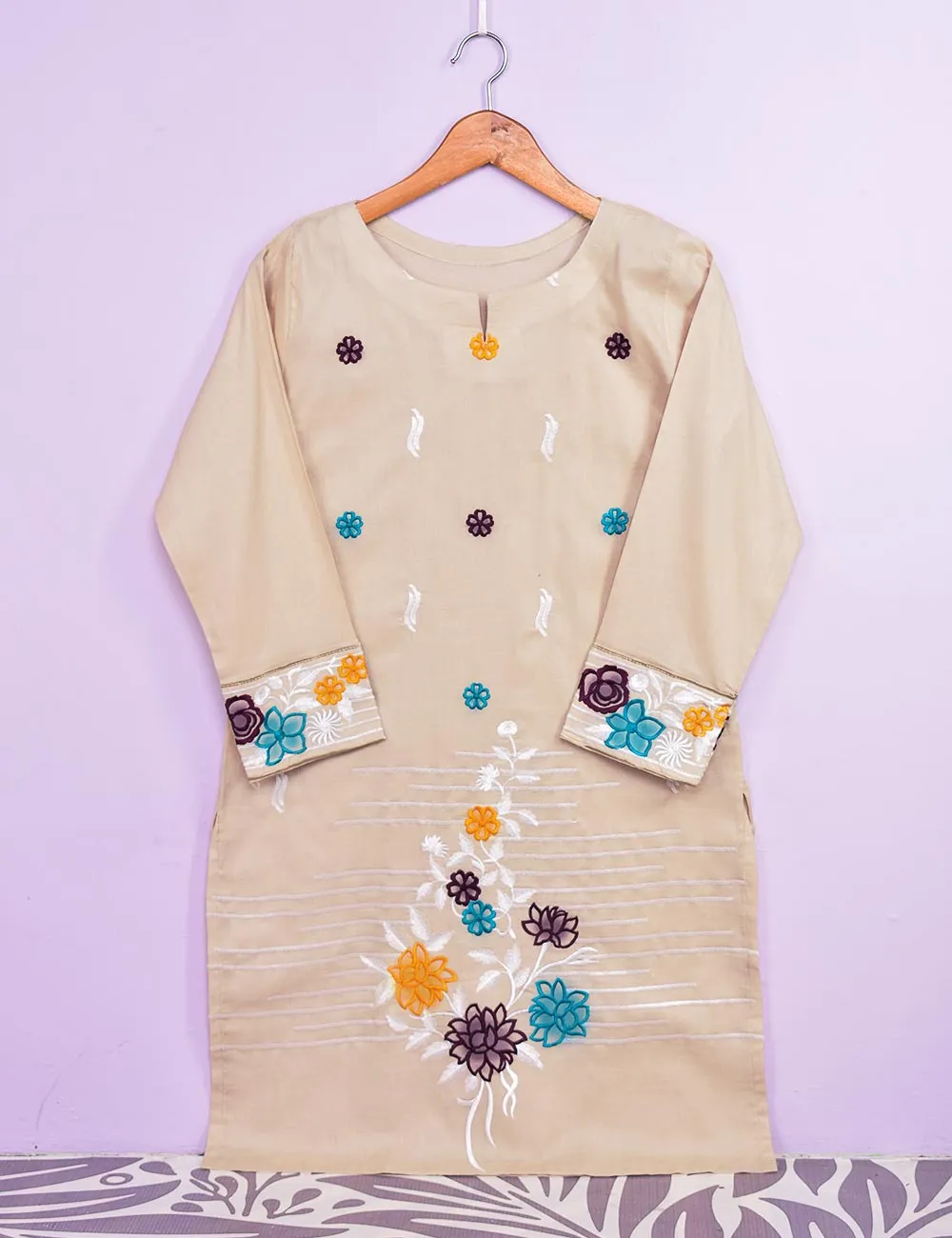 Cotton Embroidered Kurti - Color Candy (P-78-18-Skin)