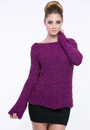 Cozy Boatneck Popcorn Knit Sweater
