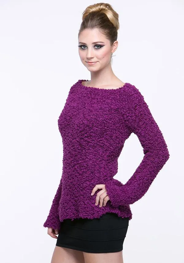 Cozy Boatneck Popcorn Knit Sweater