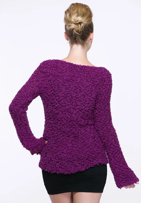 Cozy Boatneck Popcorn Knit Sweater