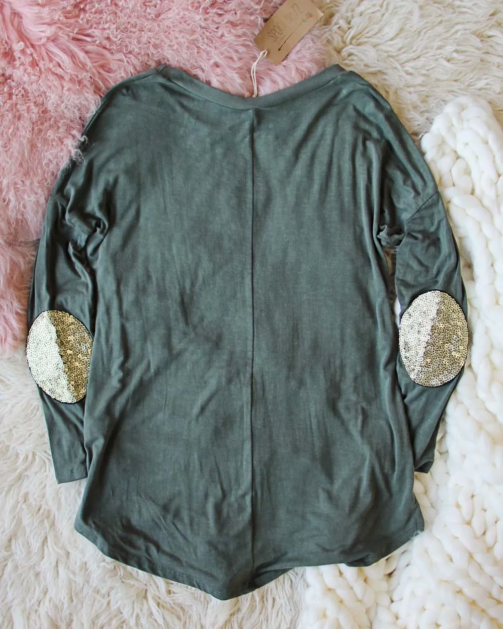 Cozy Elbow Patch Tee in Sage