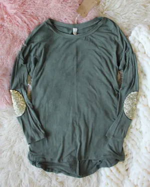 Cozy Elbow Patch Tee in Sage