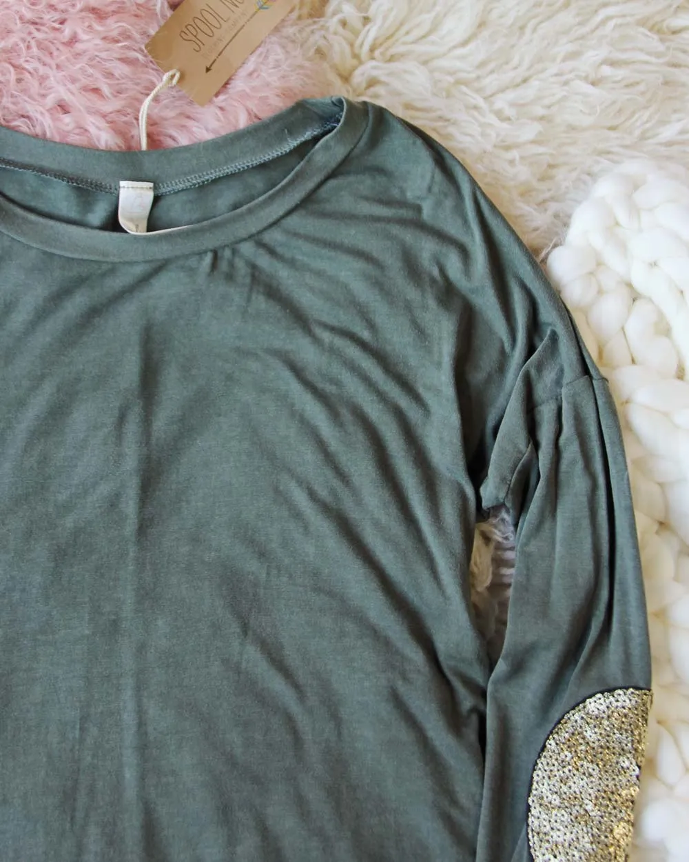 Cozy Elbow Patch Tee in Sage