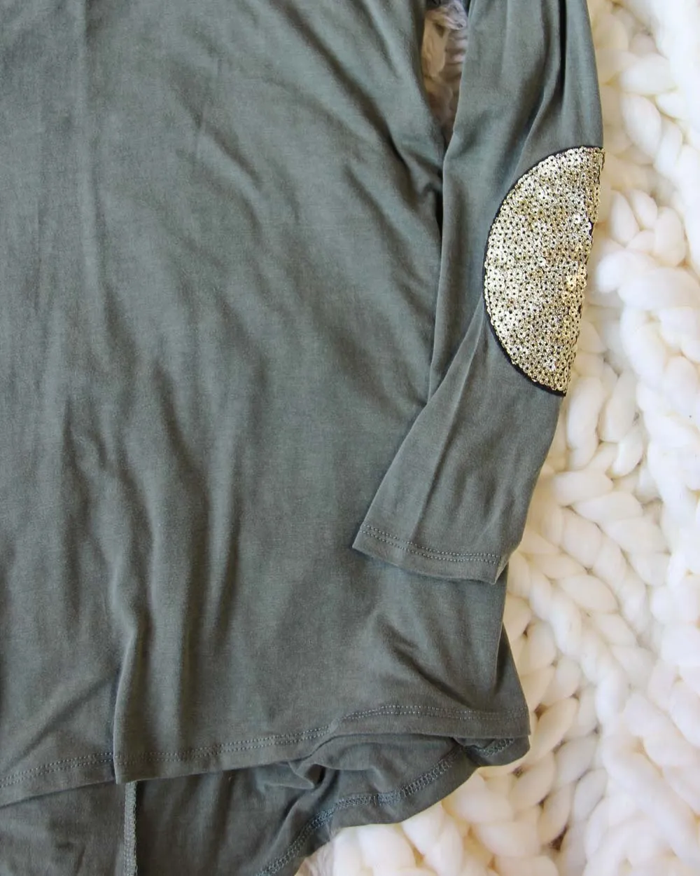Cozy Elbow Patch Tee in Sage