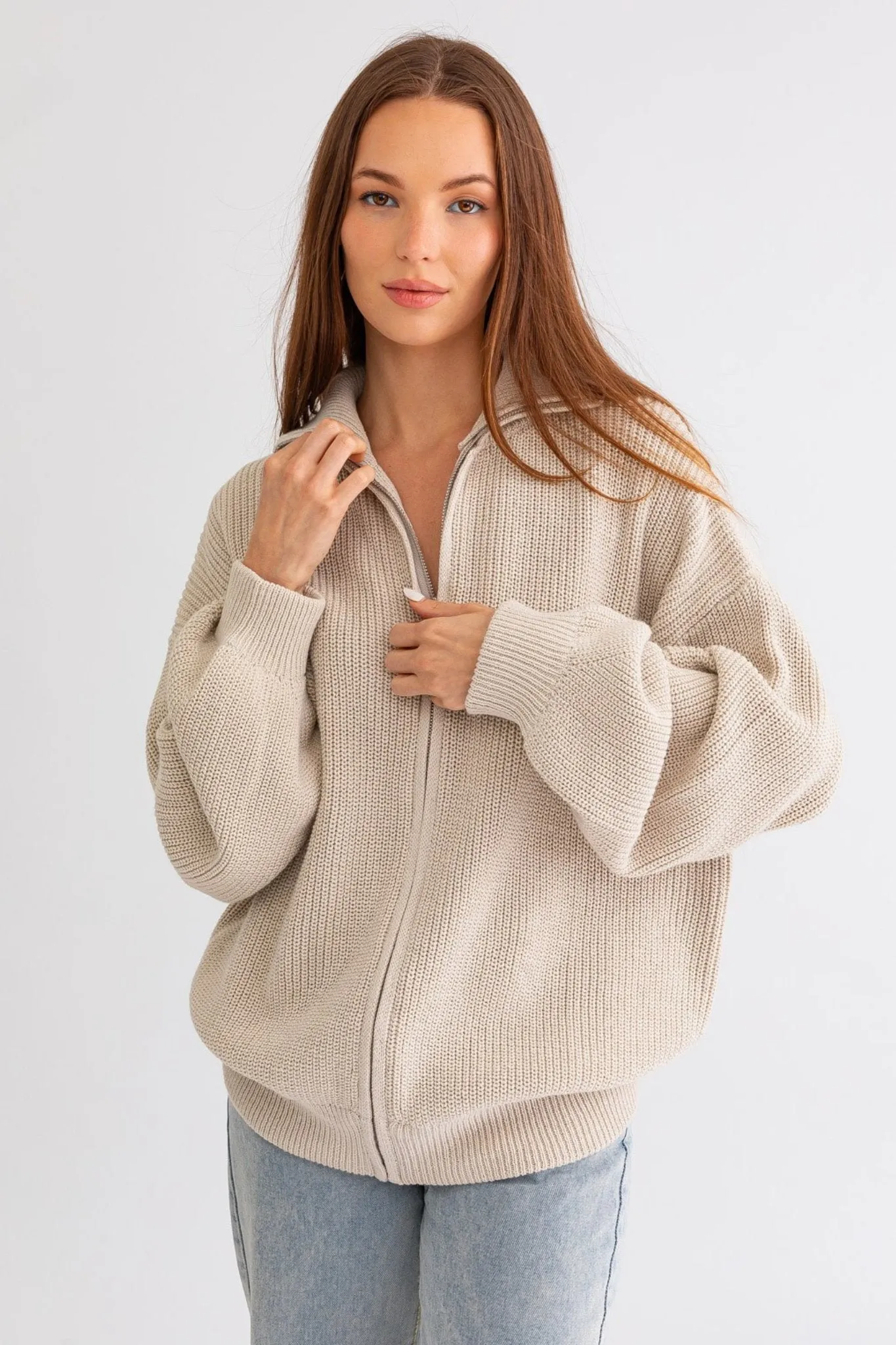 Cozy Oversized Zip Up Cardigan