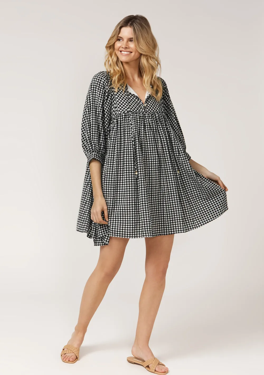 Dazie Babydoll Mini Dress - Black 