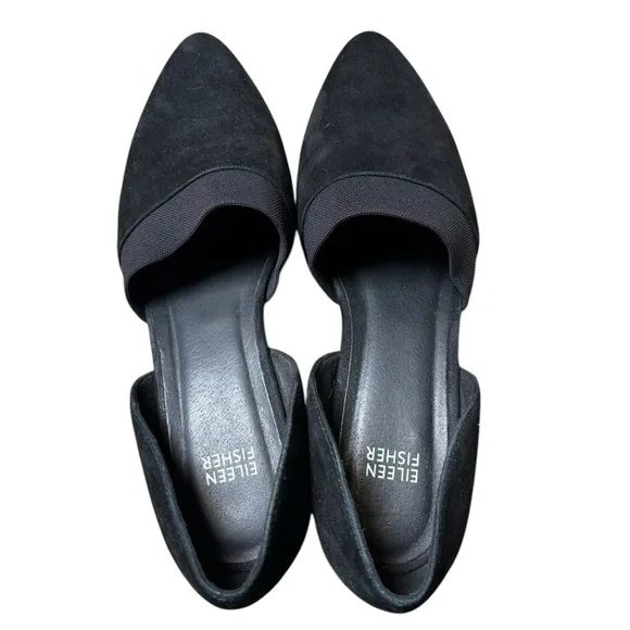 Eileen Fisher D‘0rsay Black Suede Hilly Pumps Comfort Size 10