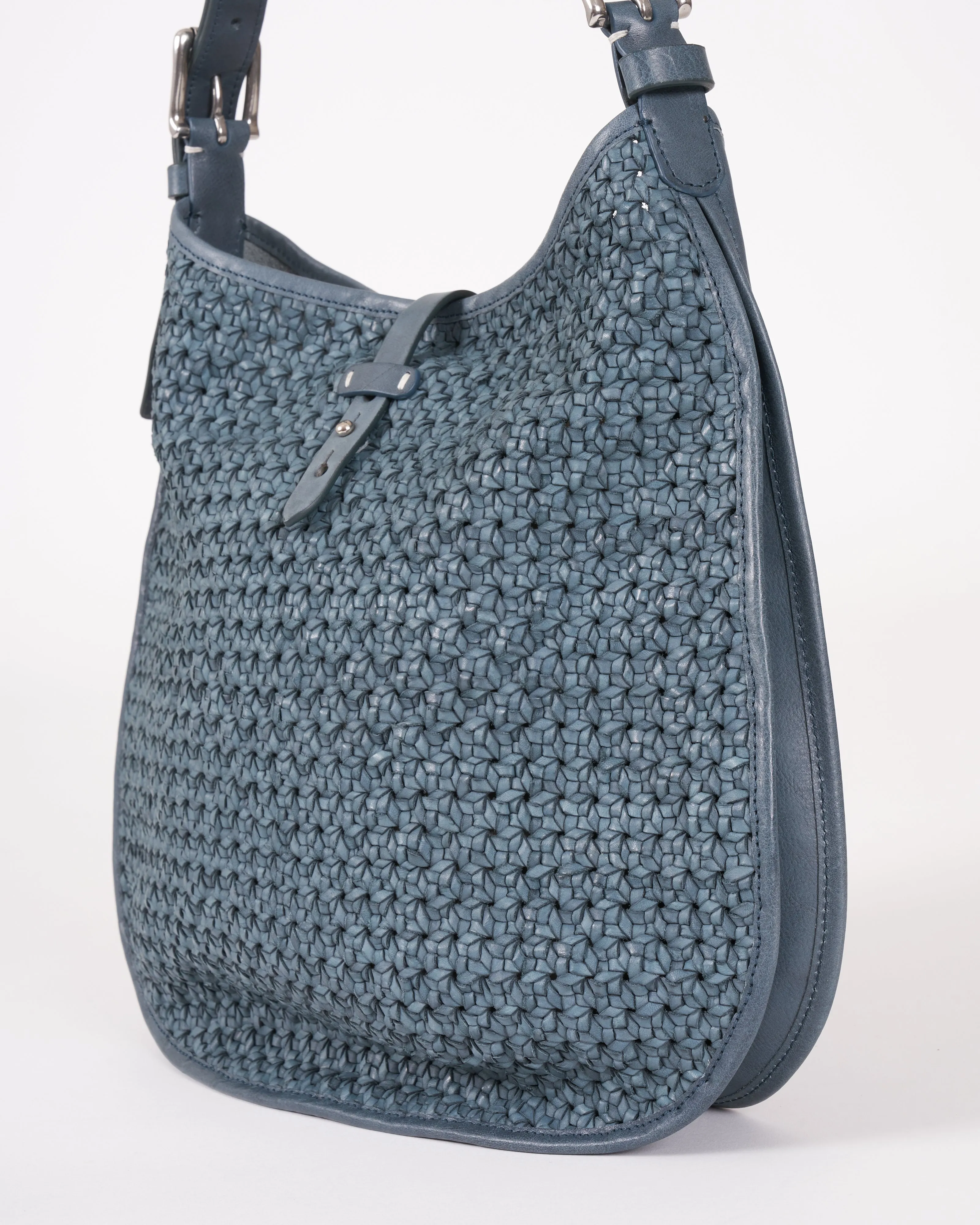 elodie woven crossbody - woven leather ocean
