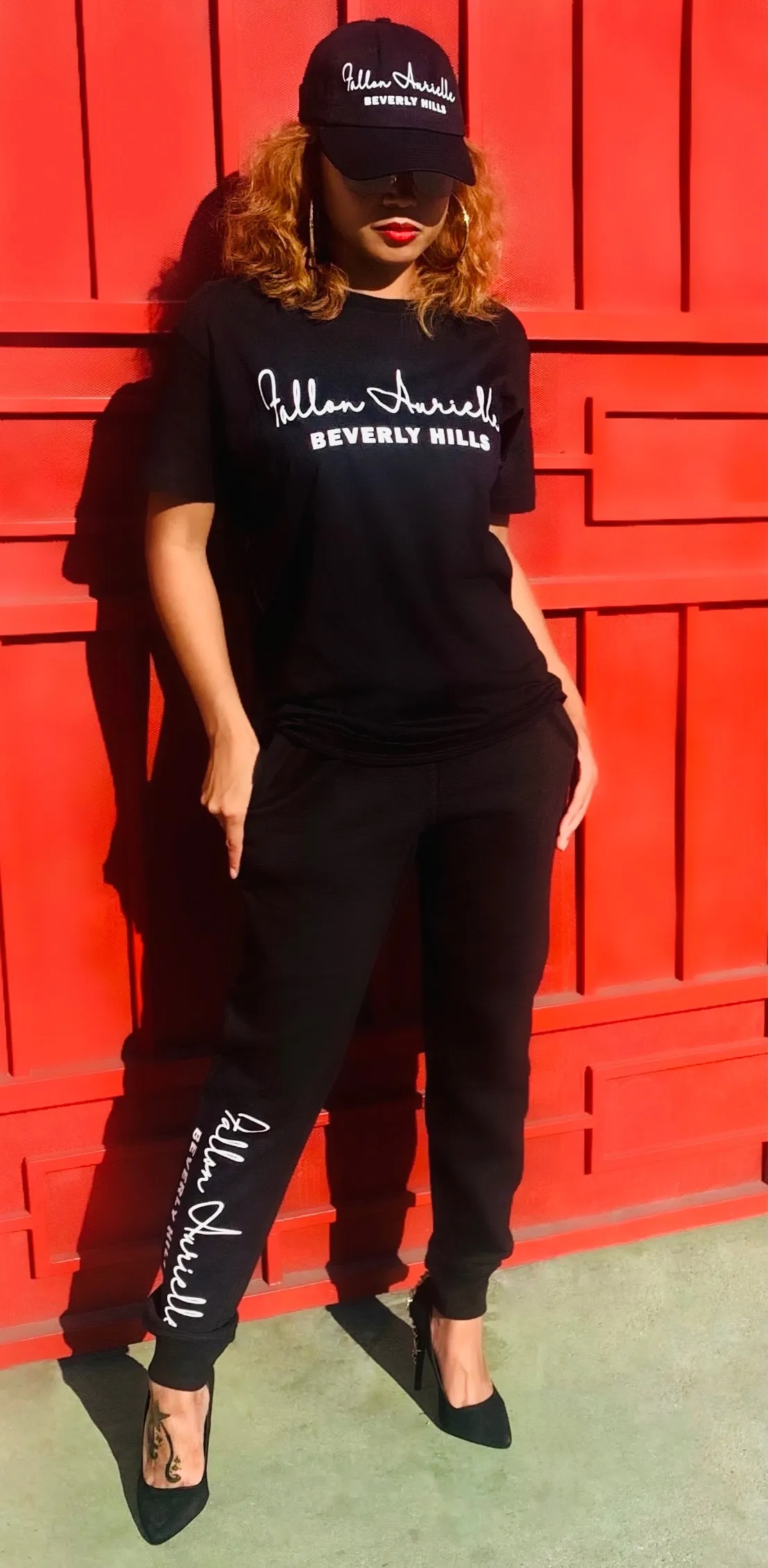 Fallon Aurielle Unisex Signature 3 Piece Beverly Hills Rep Yo Set Jogger Set (Black & White)