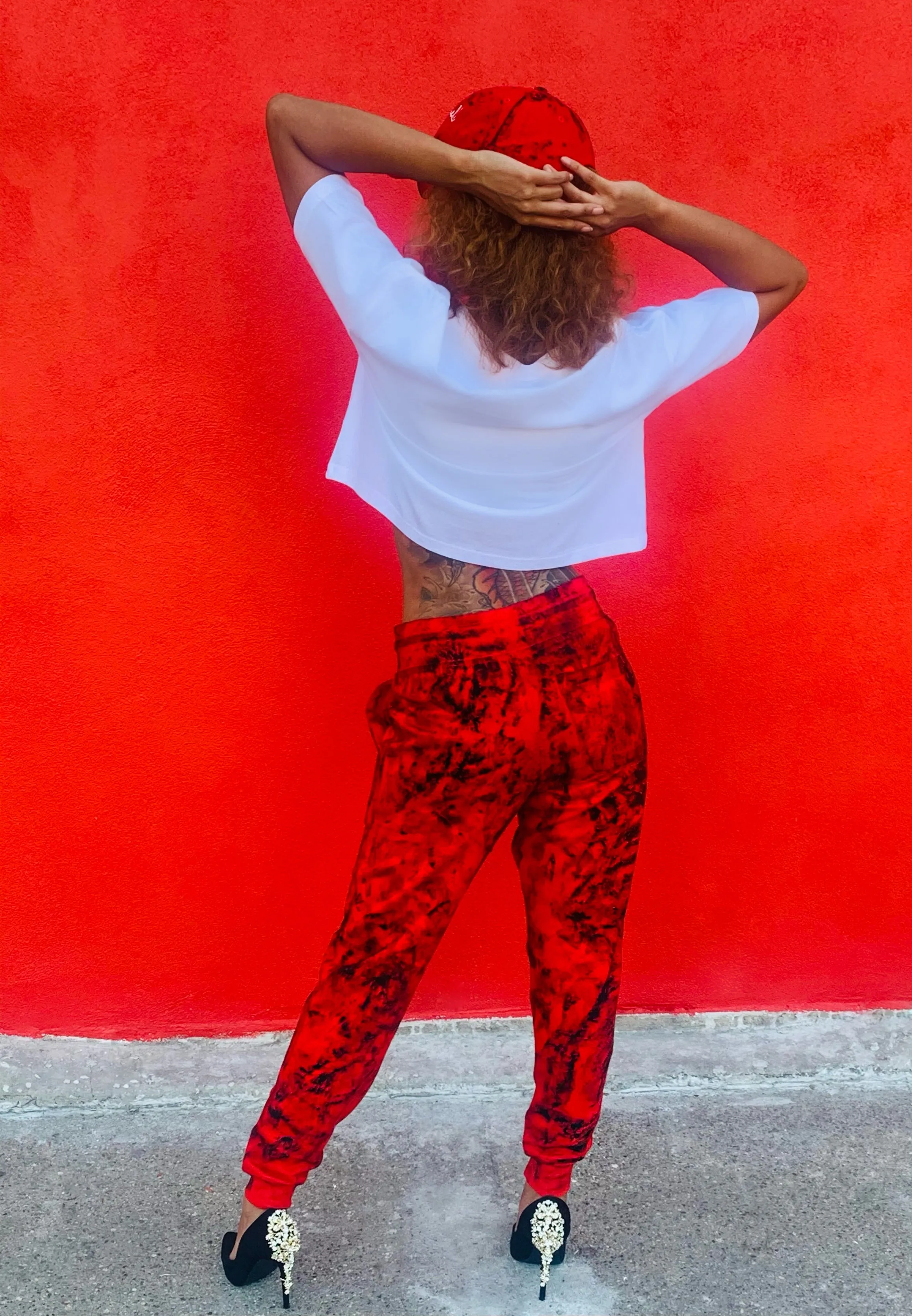 Fallon Aurielle Unisex Signature 313 Rep Yo Set Area Code Joggers (Red, Black & White)