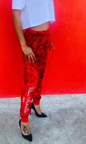 Fallon Aurielle Unisex Signature 313 Rep Yo Set Area Code Joggers (Red, Black & White)