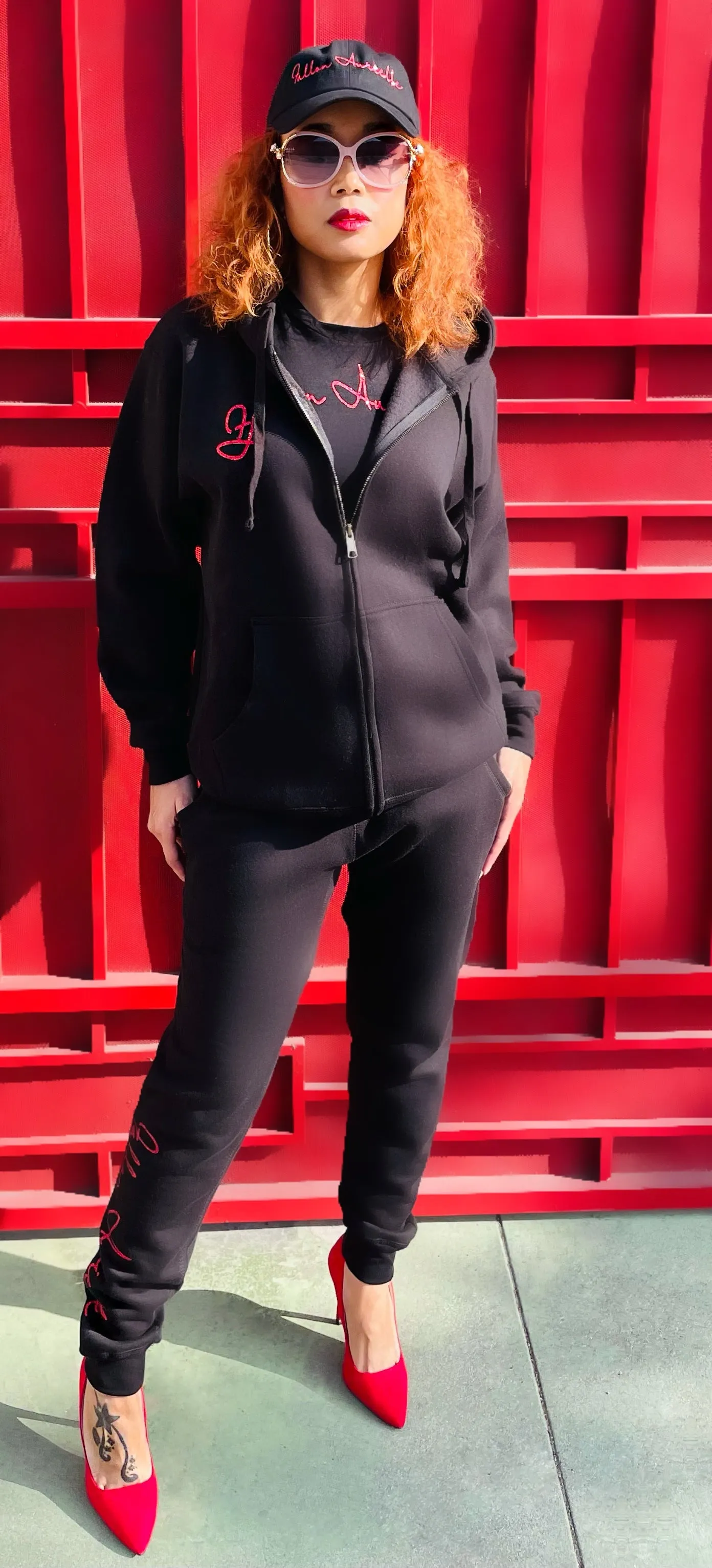 Fallon Aurielle Unisex Signature Celebrity Joggers (Black & Red)