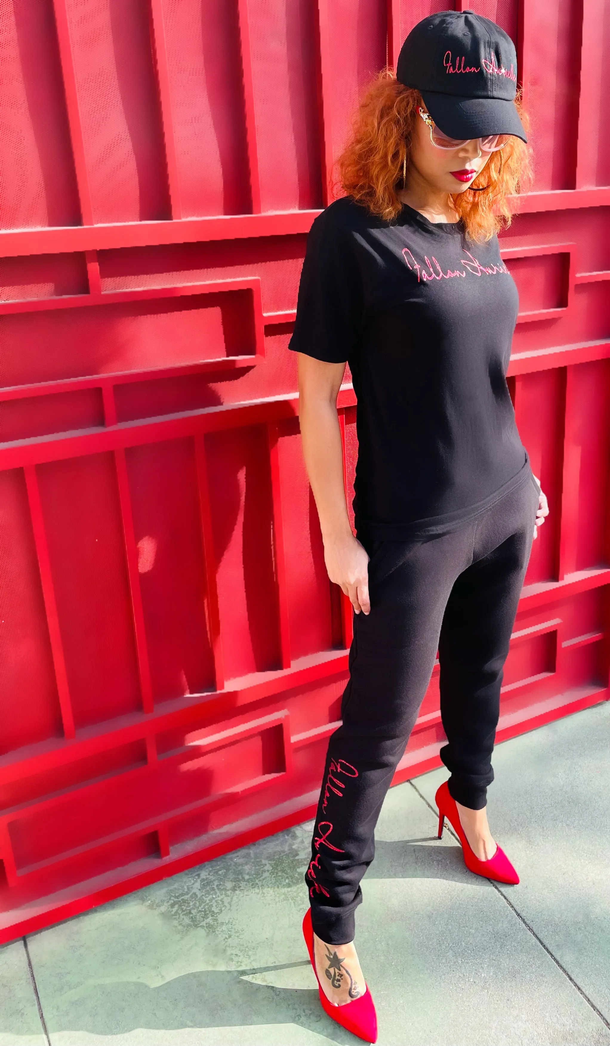 Fallon Aurielle Unisex Signature Celebrity Joggers (Black & Red)