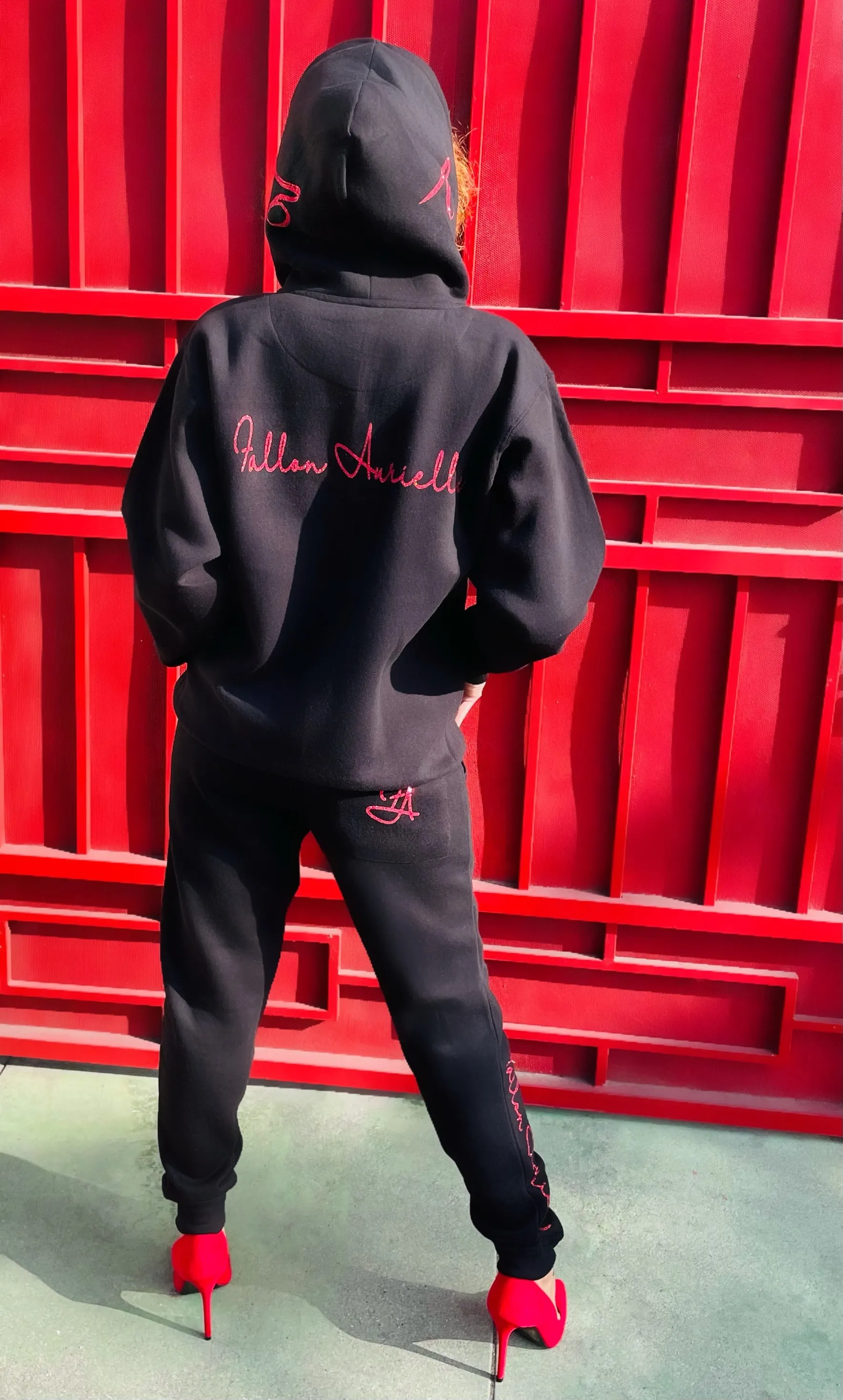 Fallon Aurielle Unisex Signature Celebrity Joggers (Black & Red)