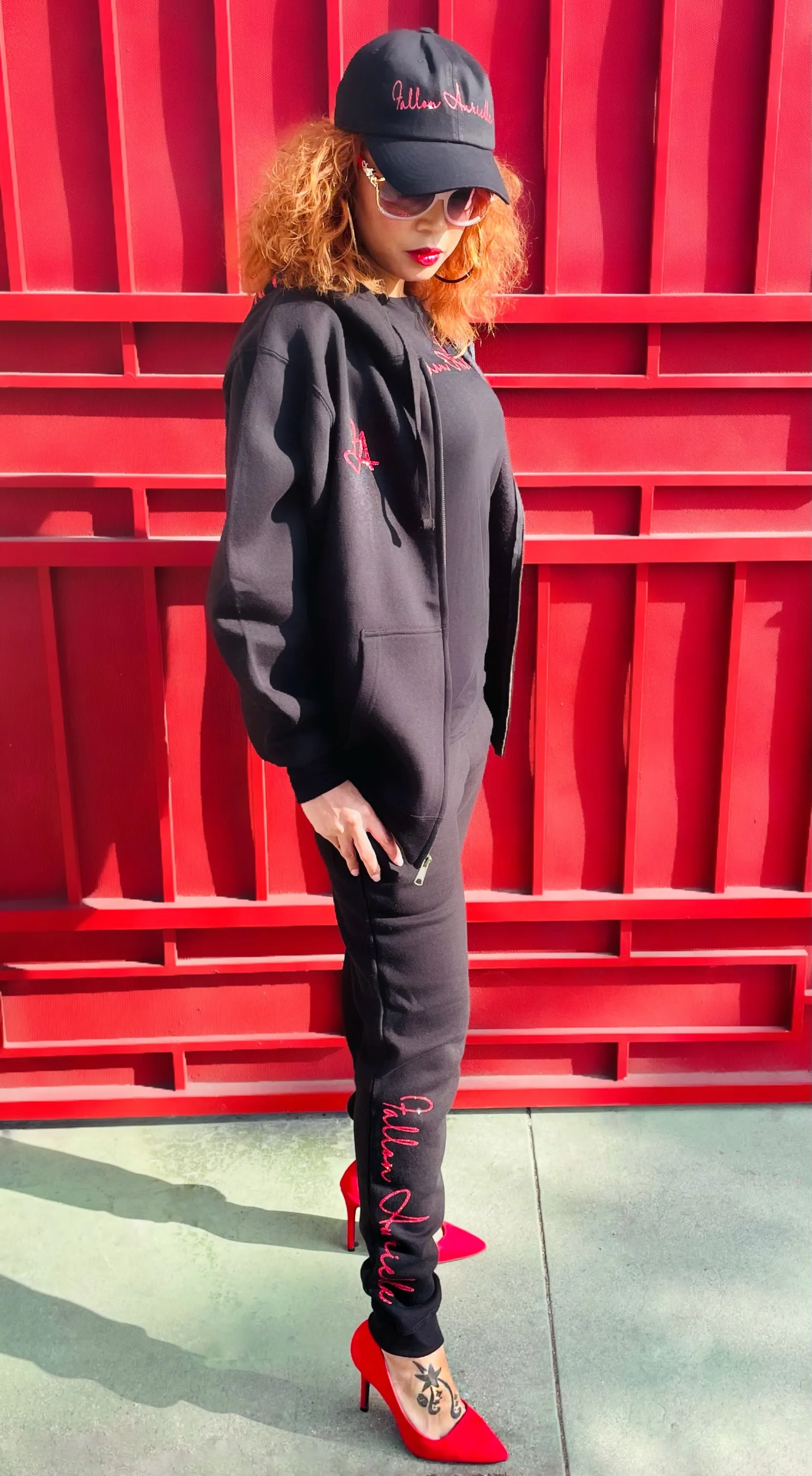 Fallon Aurielle Unisex Signature Celebrity Joggers (Black & Red)