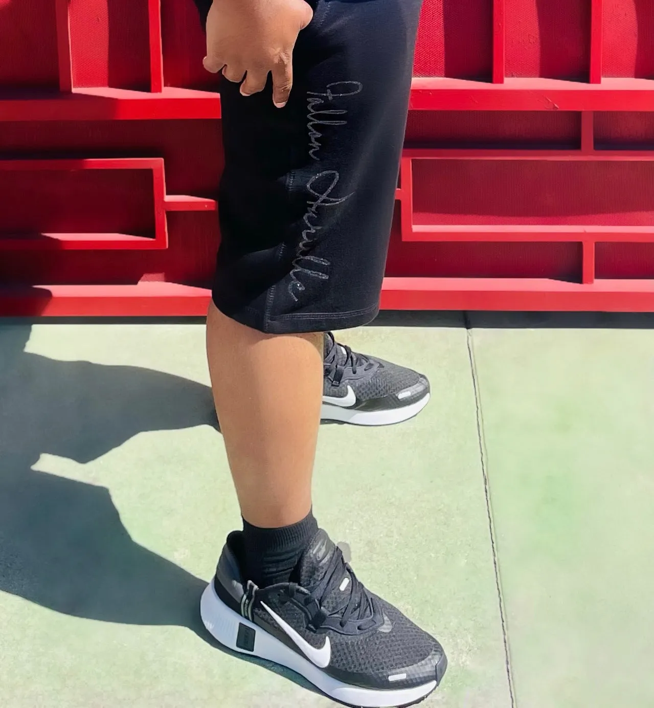 Fallon Aurielle Unisex Signature Shorts (Black On Black Sparkle)
