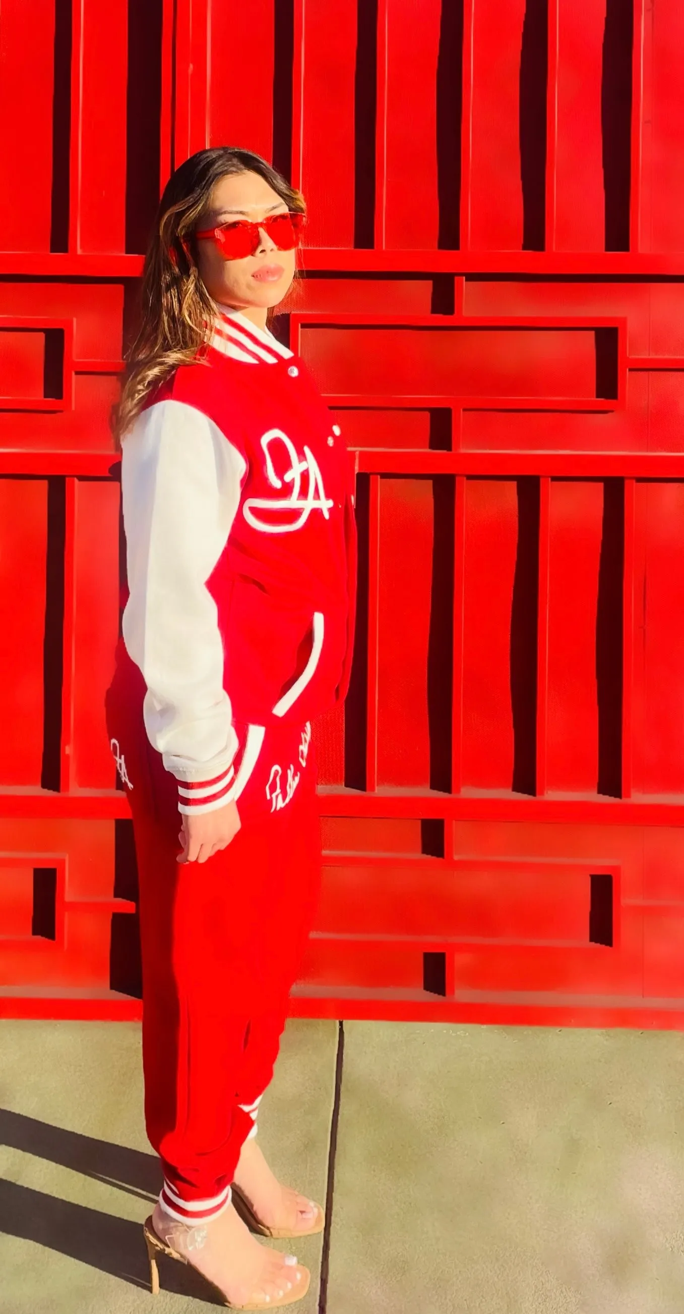 Fallon Aurielle Unisex Signature Virgo Zodiac Jacket Jogging Set (Red & White)