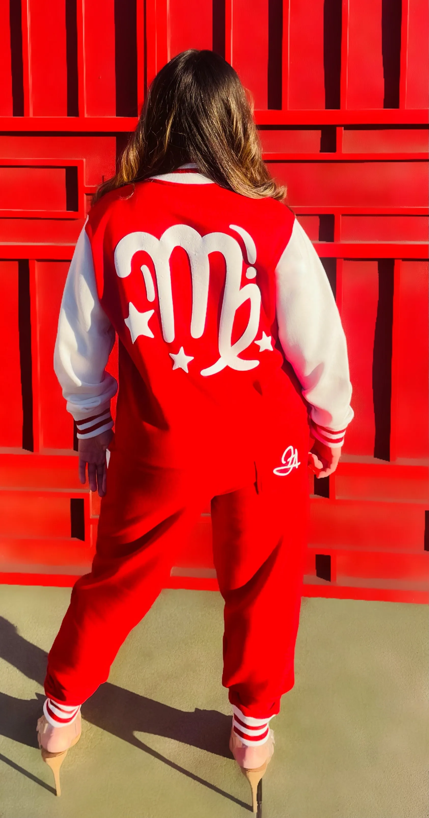 Fallon Aurielle Unisex Signature Virgo Zodiac Jacket Jogging Set (Red & White)