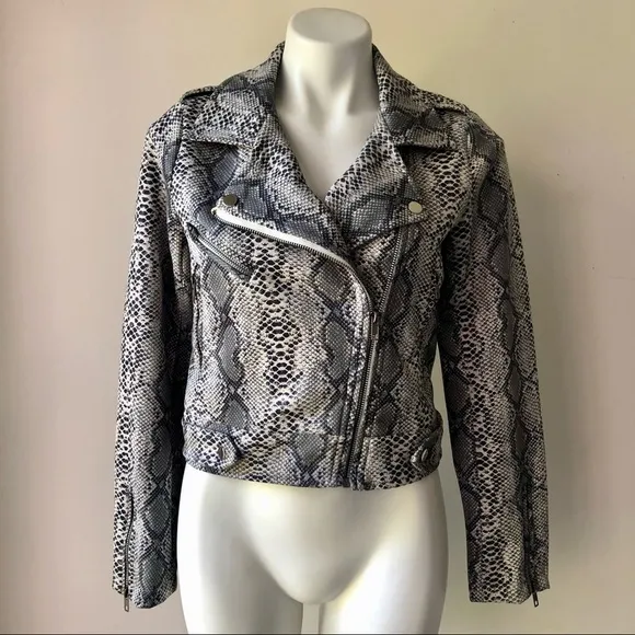FATE by LFD Snake Print Sueded Moto Jacket S NWT
