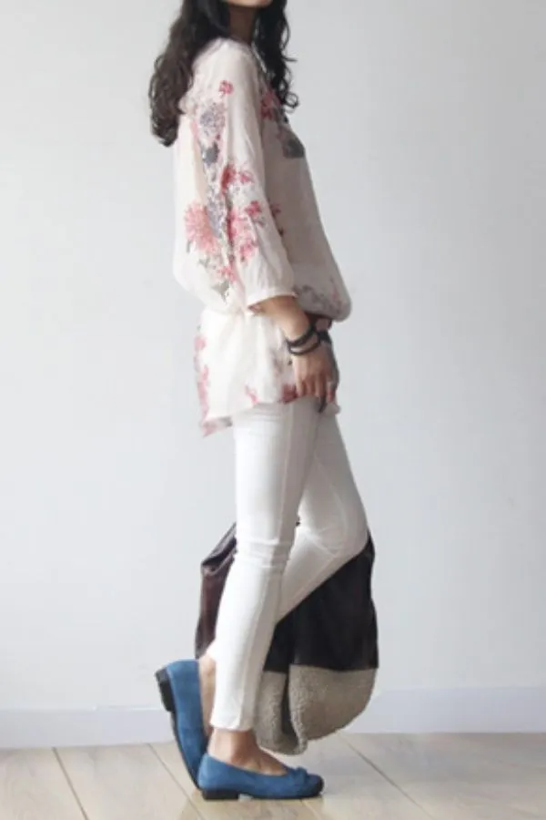Floral Printing Cozy Blouse