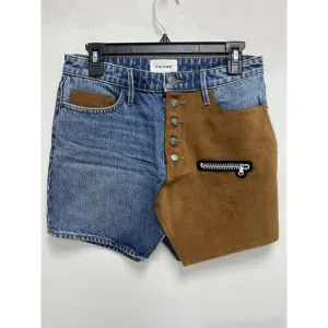 Frame Le Original Women Suede Mix Skirt Blue Size 27