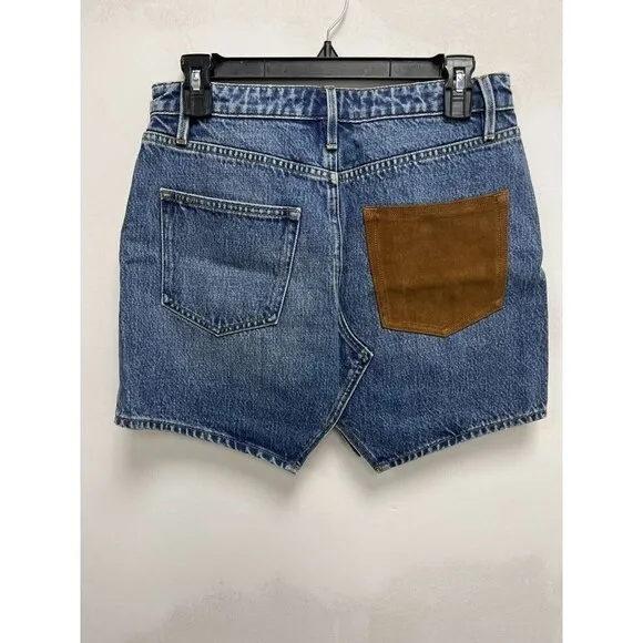 Frame Le Original Women Suede Mix Skirt Blue Size 27