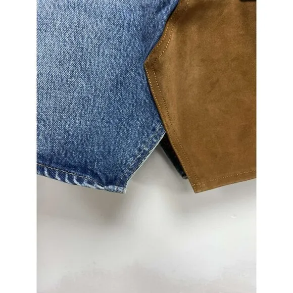 Frame Le Original Women Suede Mix Skirt Blue Size 27