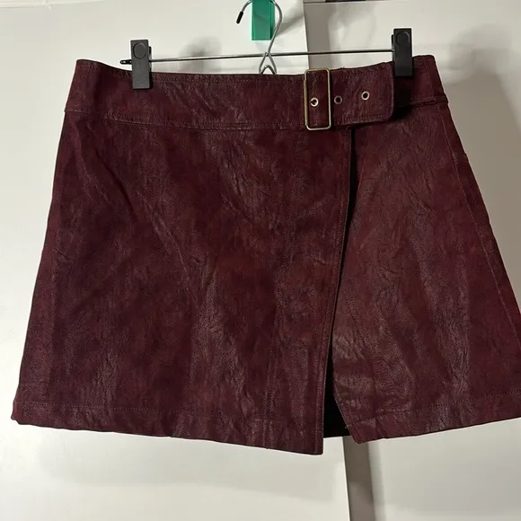 Free People Ari Wrap Skirt Wine size 12 NWT