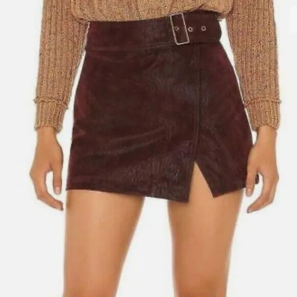 Free People Ari Wrap Skirt Wine size 12 NWT