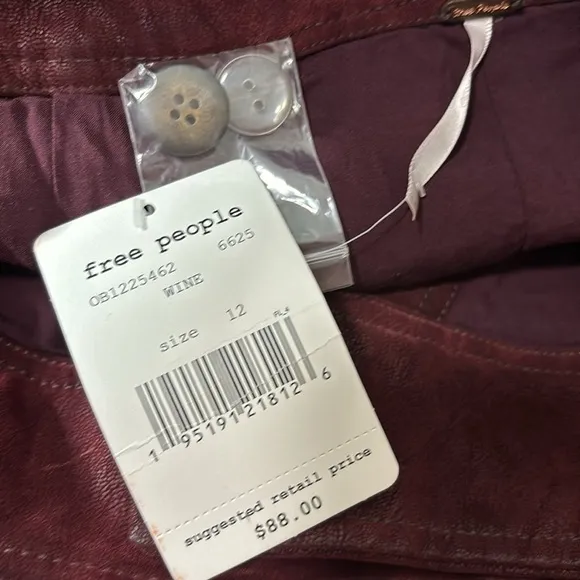 Free People Ari Wrap Skirt Wine size 12 NWT