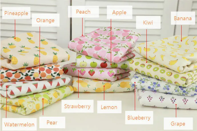 Fruits Cotton Fabric, Pineapple, Orange, Watermelon, Pear, Peach, Apple, Strawberry, Lemon, Banana, Kiwi, Blueberry, Grape By the Yard 85782