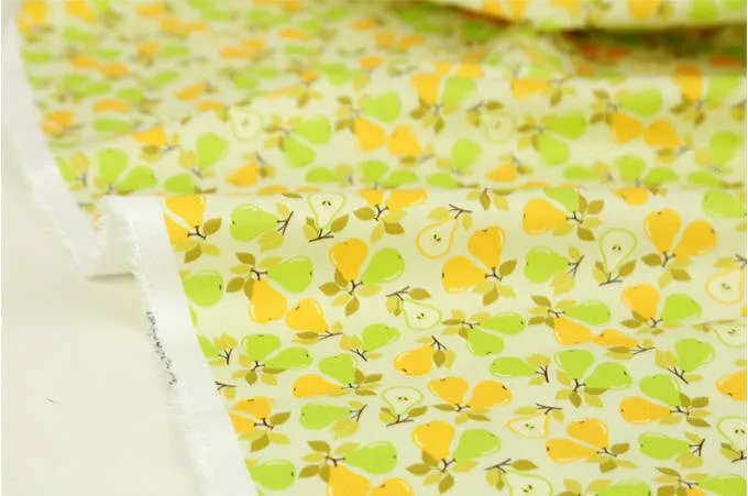 Fruits Cotton Fabric, Pineapple, Orange, Watermelon, Pear, Peach, Apple, Strawberry, Lemon, Banana, Kiwi, Blueberry, Grape By the Yard 85782