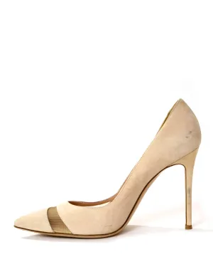 Gianvito Rossi Natural Suede Mesh Insert Pumps sz 39.5