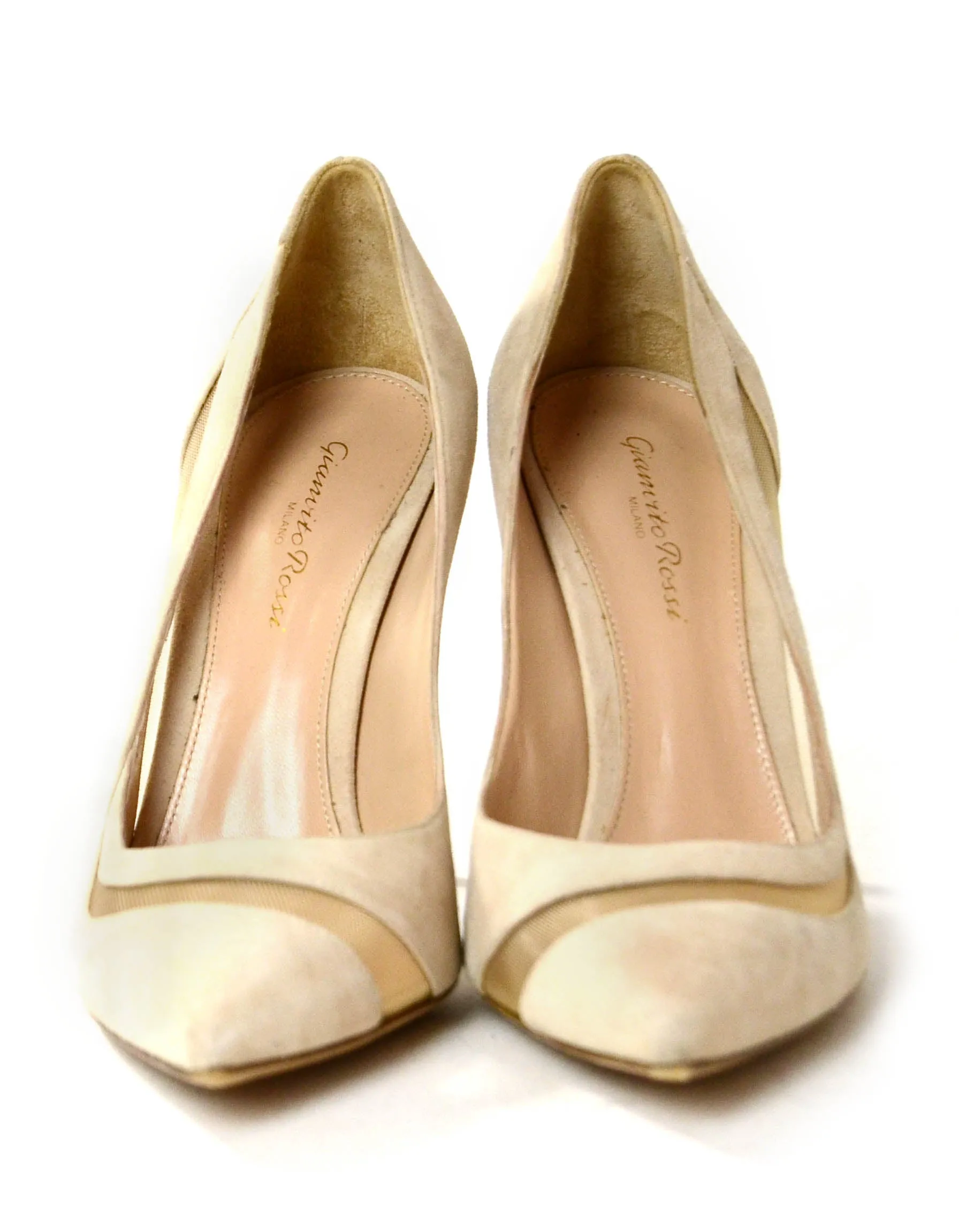 Gianvito Rossi Natural Suede Mesh Insert Pumps sz 39.5