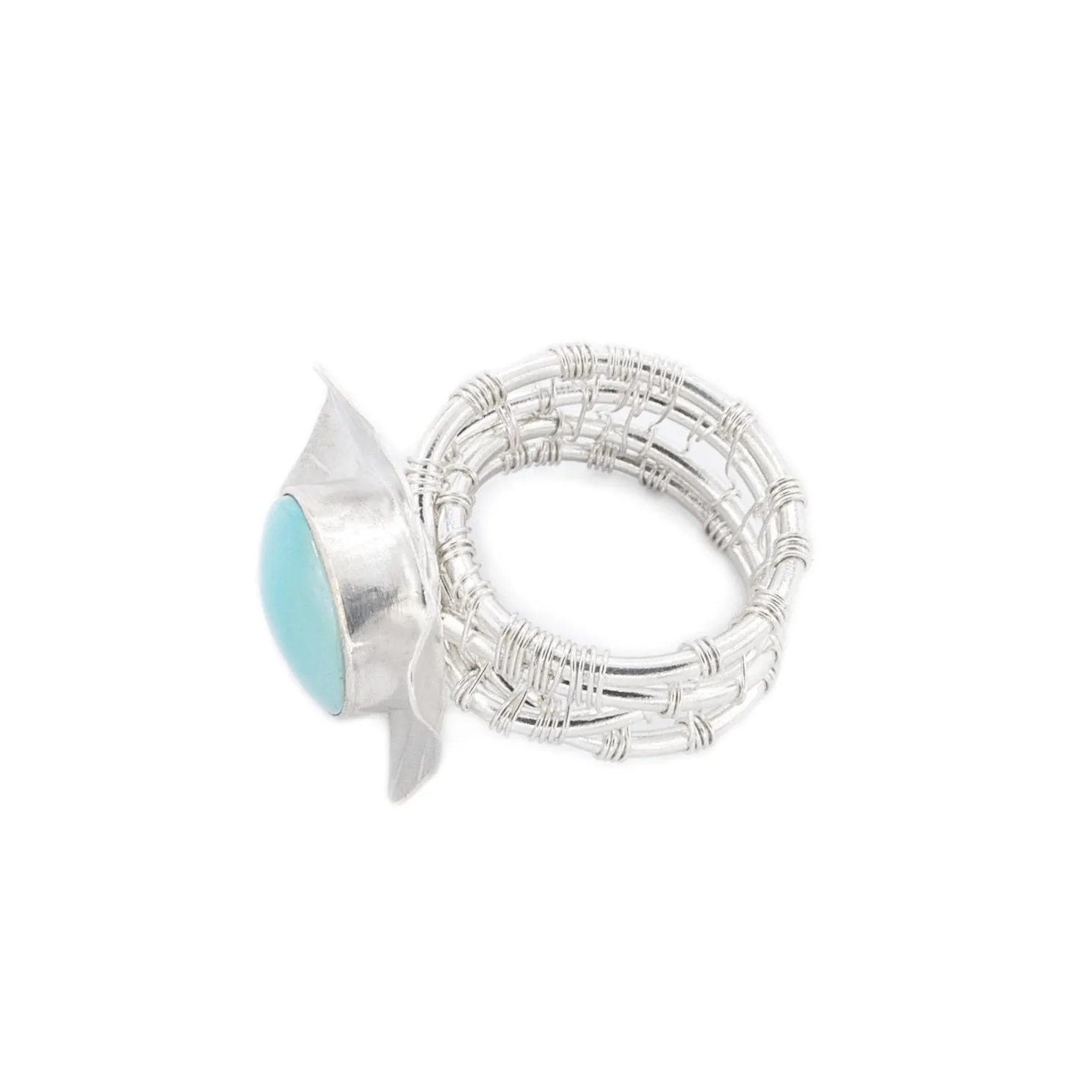 Ginevra - Sleeping Beauty Turquoise Woven Nest Ring