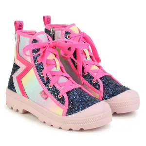 Girls Pink Star Ankle Boots