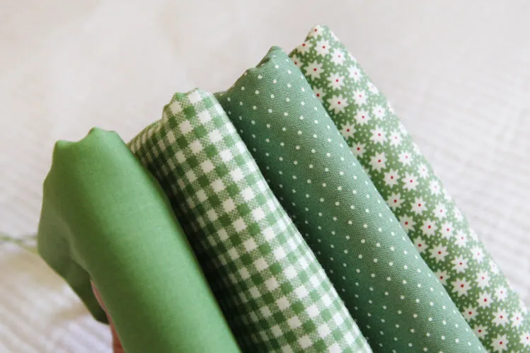 Green Cotton Fabric, Flowers, Polka Dots, Plaid or Solid - By the Yard 100402