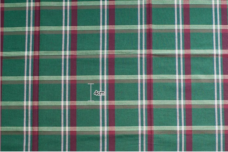 Green Plaid Cotton Fabric, Yarn Dyed, Washing - By the Yard 95556