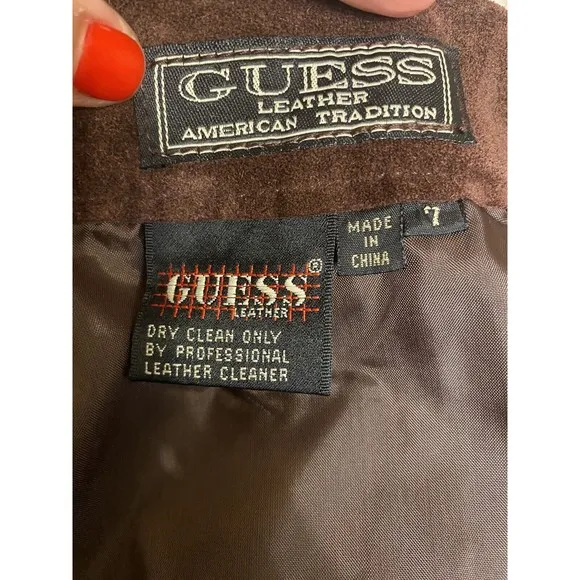 Guess By Marciano 100% Genuine Suede Leather Wrap Skirt Fringe Boho Western S 🔥