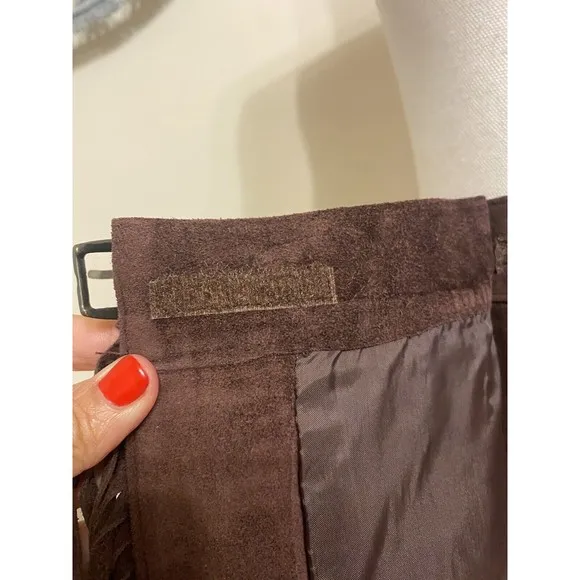 Guess By Marciano 100% Genuine Suede Leather Wrap Skirt Fringe Boho Western S 🔥