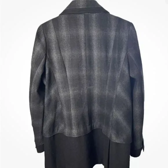 GUESS Los Angeles Plaid Wool Blend Coat, Military, Street Style, Urban Preppy XL