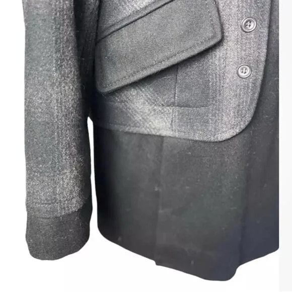GUESS Los Angeles Plaid Wool Blend Coat, Military, Street Style, Urban Preppy XL