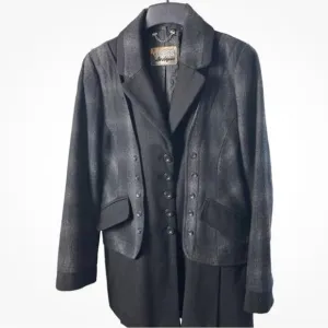GUESS Los Angeles Plaid Wool Blend Coat, Military, Street Style, Urban Preppy XL