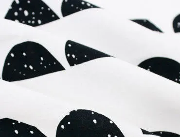 Half Moon Cotton Fabric, Quality Korean Fabric - Black and White - By the Yard /93182