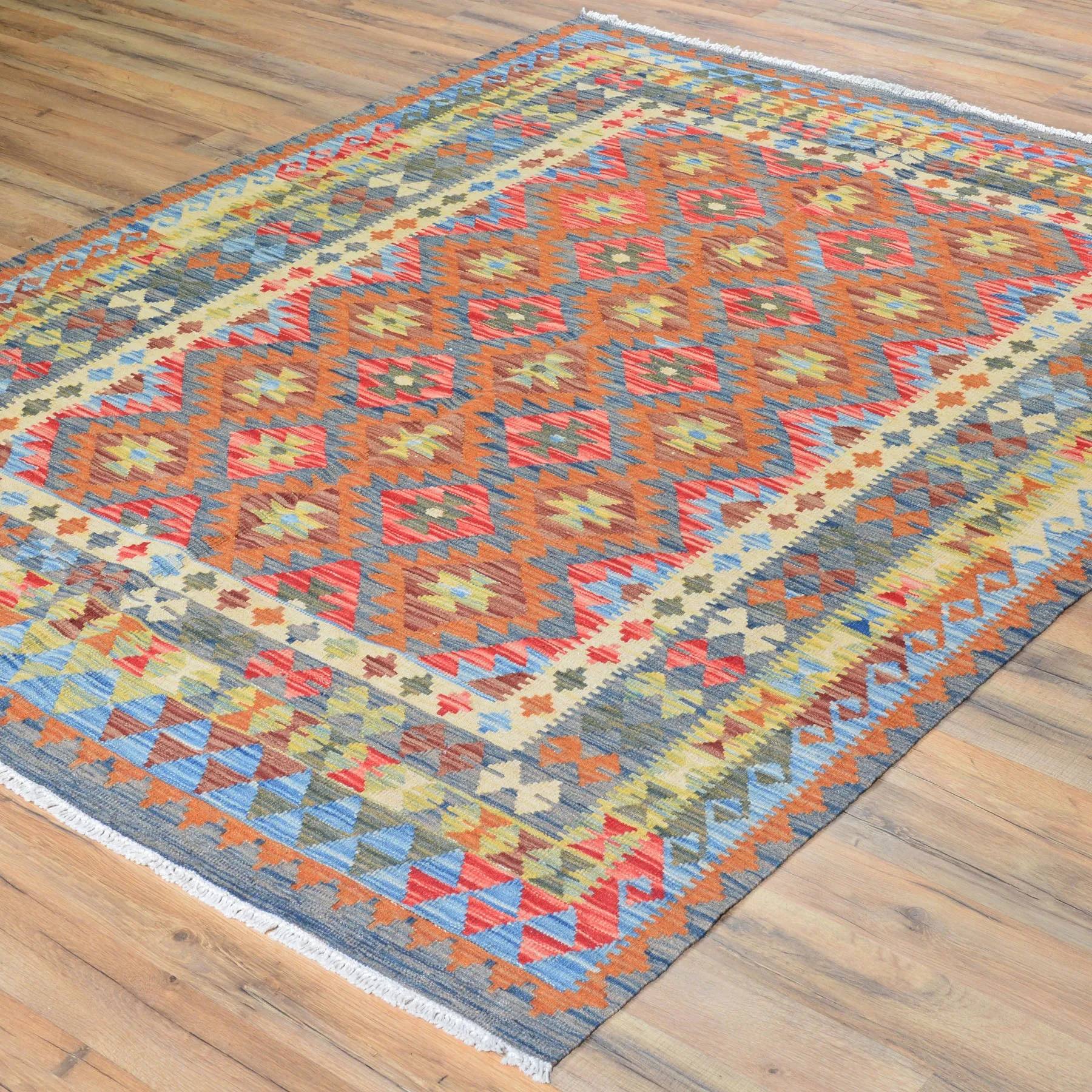 Hand-Woven Afghan Reversible Flatweave Kilim Wool Handmade Rug (Size 5.1 X 6.5) Brral-2991