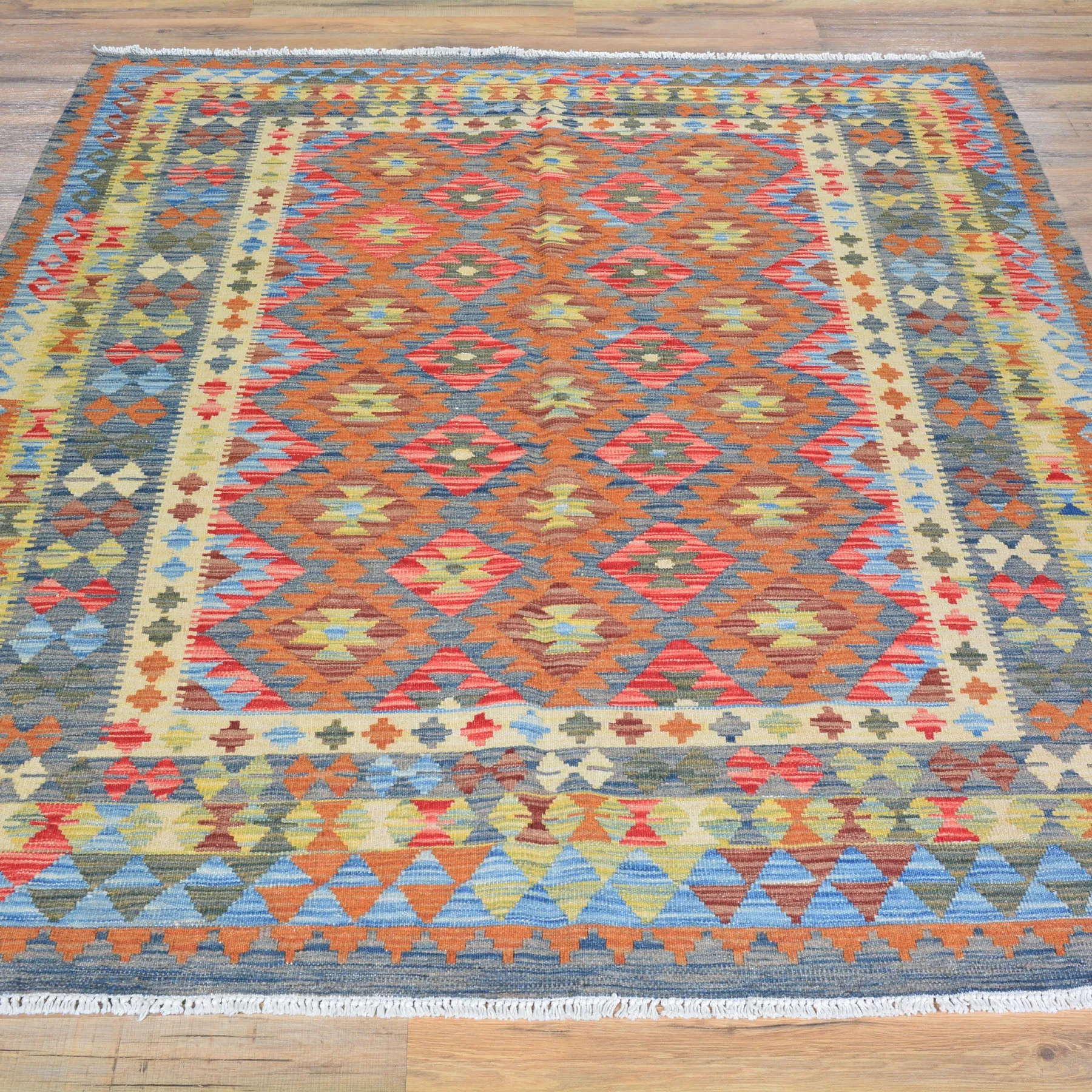 Hand-Woven Afghan Reversible Flatweave Kilim Wool Handmade Rug (Size 5.1 X 6.5) Brral-2991
