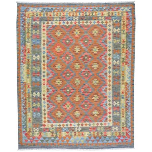 Hand-Woven Afghan Reversible Flatweave Kilim Wool Handmade Rug (Size 5.1 X 6.5) Brral-2991