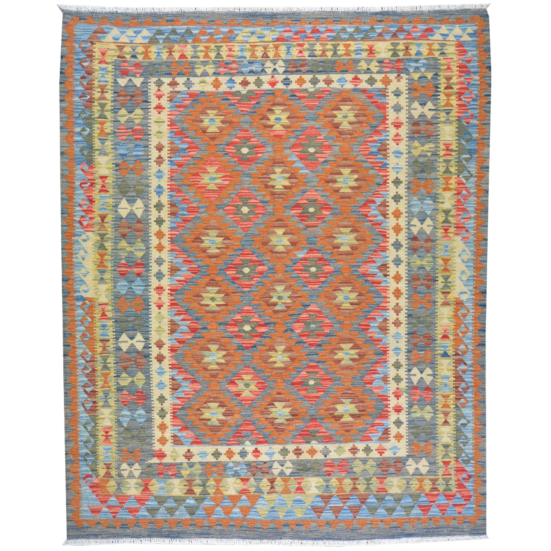 Hand-Woven Afghan Reversible Flatweave Kilim Wool Handmade Rug (Size 5.1 X 6.5) Brral-2991